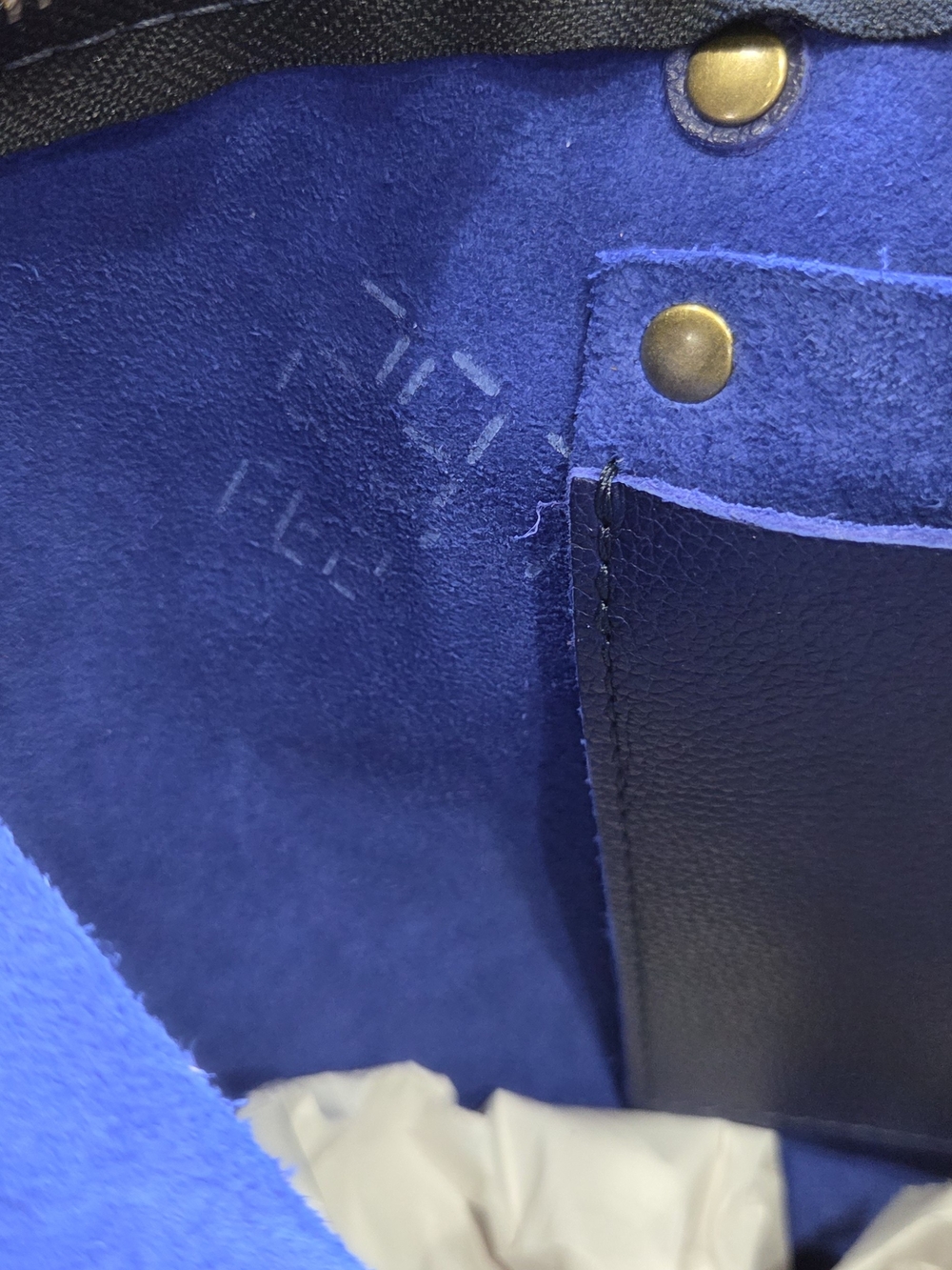 Portland Leather Cobalt Tote with Black Straps - Picture 5 of 5
